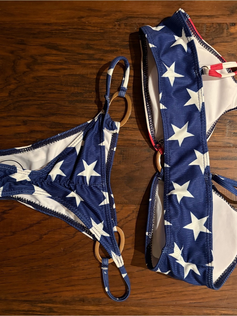 Stars & Stripes Ring-Detail Bikini - Blue/Red - Picture 6 of 8
